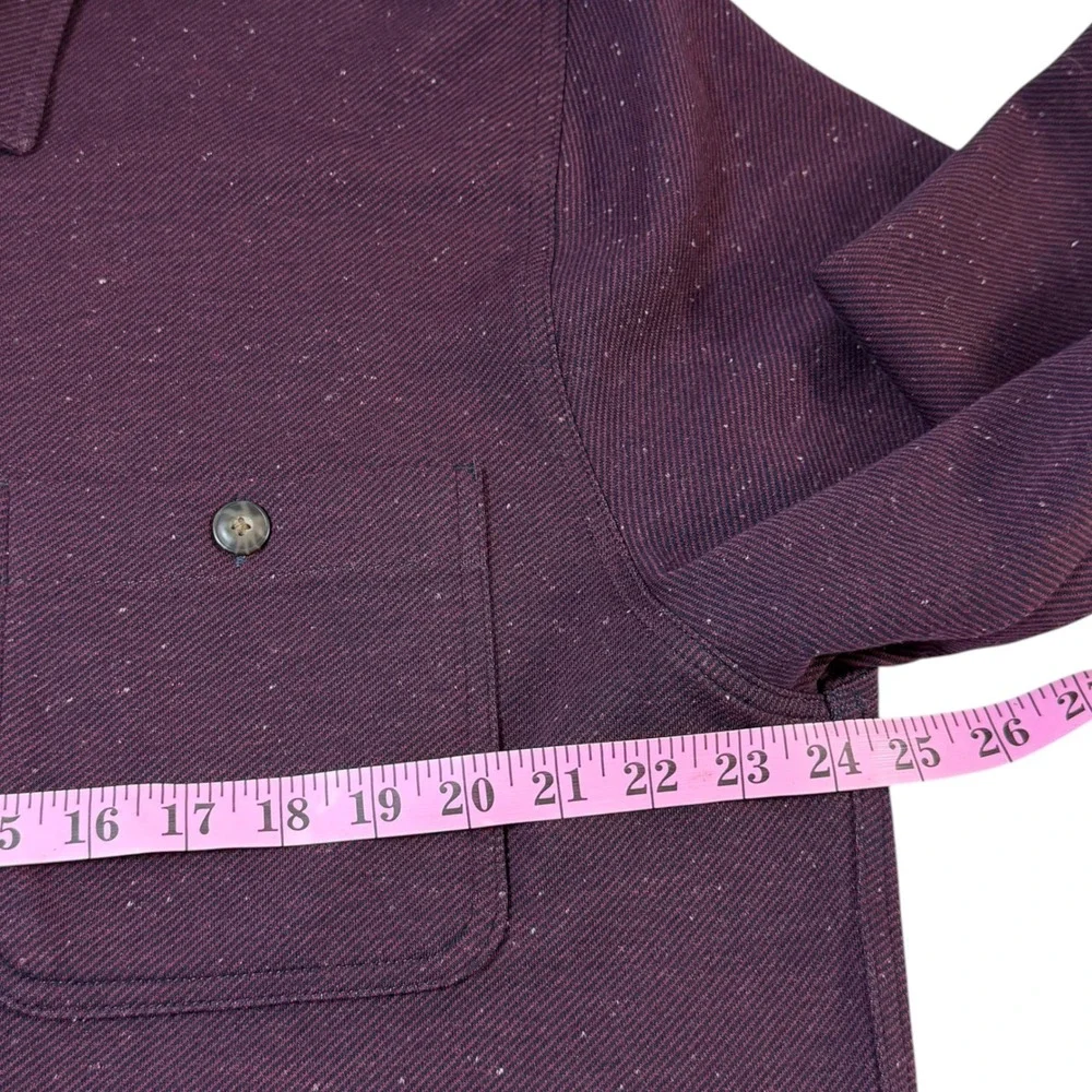 Marine Layer Mens XL Pacifica Stretch Twill Overshirt Burgundy Speckled Textured - Picture 5 of 13